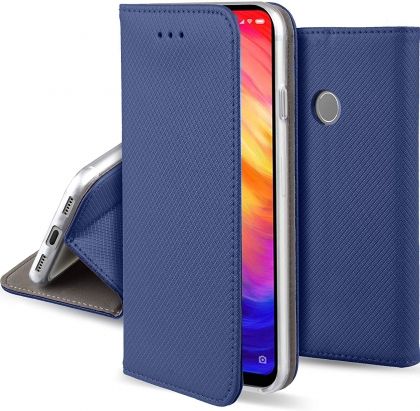 Кожен калъф Flip Book Smart за Xiaomi Redmi Note 7, Син