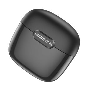 Безжични слушалки Borofone, Bluetooth earphones TWS BW29, Charm+черен силиконов кейс, Черни