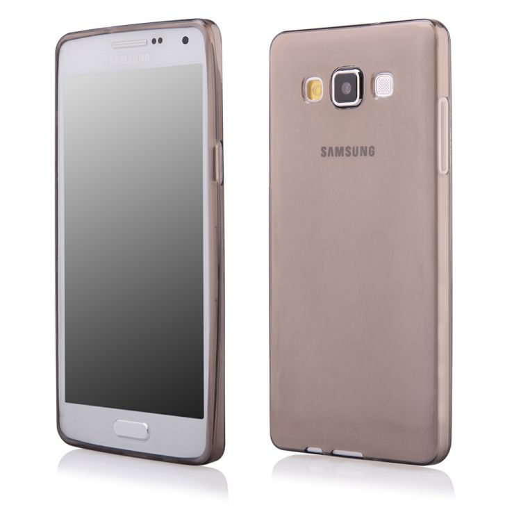 Ултра тънък силиконов гръб за Samsung Galaxy A3, Черен/Прозрачен