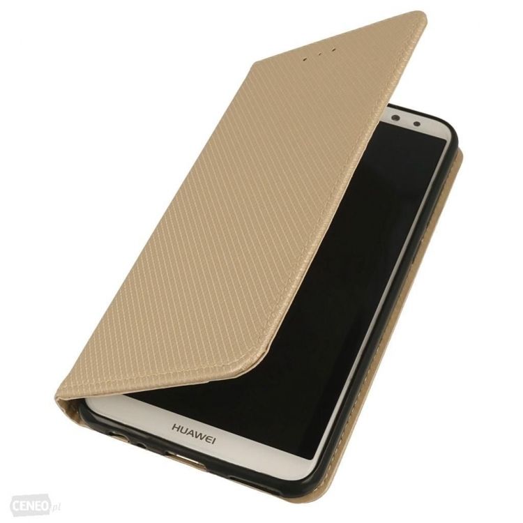 Кожен калъф Flip Book Smart за Huawei Mate 10 Lite, Златен