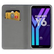 Кожен калъф Flip Book Smart за Huawei Y6 2018, Черен