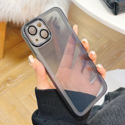 Силиконов кейс Protective Lens, IPhone 13, Защита на камерите и обективите, Черен прозрачен