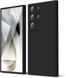 Кейс Silicone Lite за Samsung Galaxy S25 Ultra, Защита около камерата, Черен