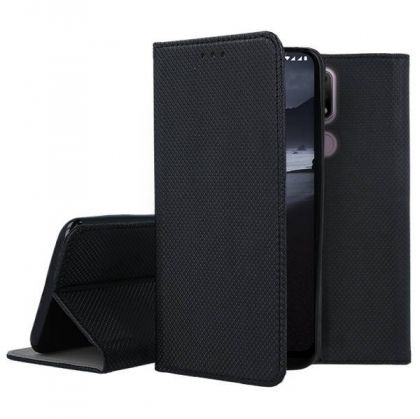 Кожен калъф Flip Book Smart за Nokia 2.4, Черен