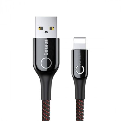 Кабел Baseus, C-Shaped Light Intelligent Power-Off, 2.4A, USB-Lightning, 1m., (CALCD-01), Черен