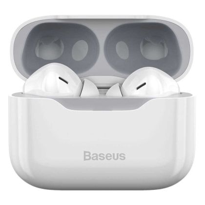 Безжични слушалки Baseus, Bluetooth earphones TWS Simu S1, ANC изолиране на шума (NGS1-02), Бели