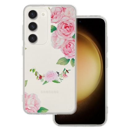 Кейс Tel Protect Flower, за Samsung Galaxy A53 5G, Защита около камерата, Прозрачен с розови рози