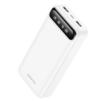 Преносима батерия Borofone, 20 000mAh BJ14A Freeway, 2xUSB, Type C, Micro USB, Бяла