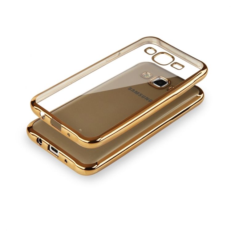 Луксозен силиконов калъф Glossy със златна рамка за Samsung J500 Galaxy J5