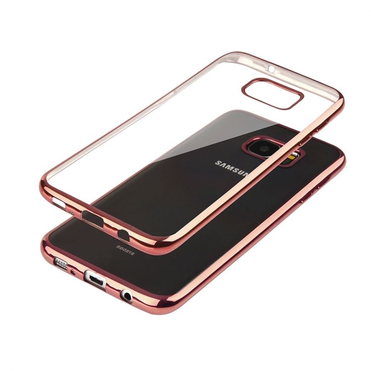 Луксозен силиконов калъф Glossy със златно розова рамка за Samsung G920 Galaxy S6