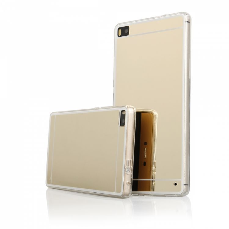 Луксозен силиконов калъф Mirror с огледален ефект в златно за Huawei P8