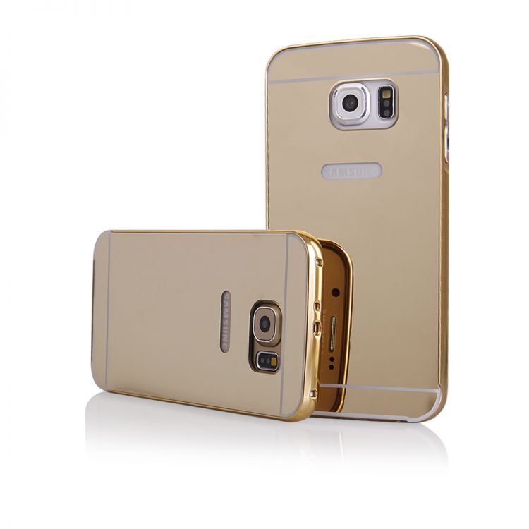 Луксозен калъф Luxury Bumper с огледален ефект в златно и метална рамка-бъмпер за Samsung G920 S6