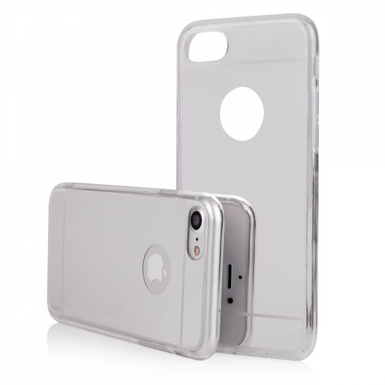 Луксозен силиконов калъф Mirror с огледален ефект в сребърно за IPhone 7 4,7'' 