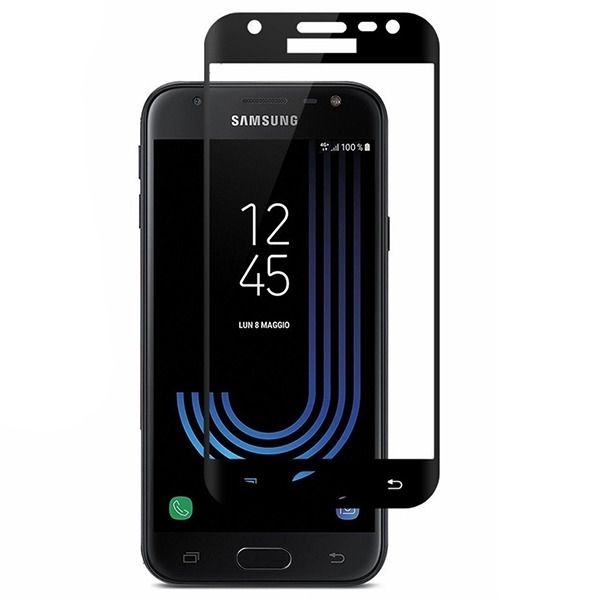 5D Стъклен протектор, Full Glue Cover за Samsung J330 Galaxy J3 2017, Black