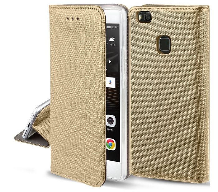 Кожен калъф Flip Book Smart за Huawei P10 Lite, Златен
