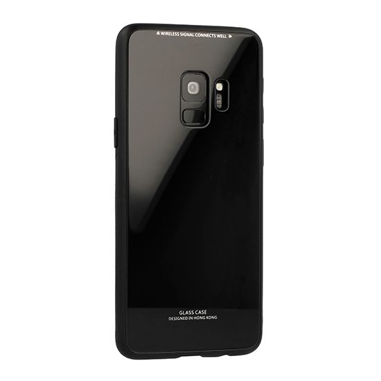 Луксозен стъклен твърд Glass гръб за Samsung Galaxy S9, Черен