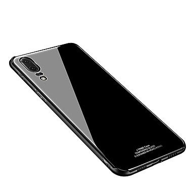 Луксозен стъклен твърд Glass гръб за Hawei P20, Черен