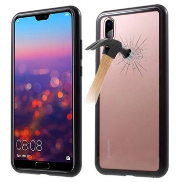 Луксозен стъклен твърд Glass гръб за Hawei P20, Розов