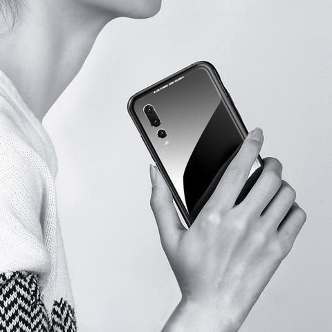 Луксозен стъклен твърд Glass гръб за Hawei P20 Pro/Plus, Черен