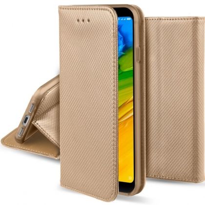 Кожен калъф Flip Book Smart за Xiaomi Redmi Note 5A, Златен