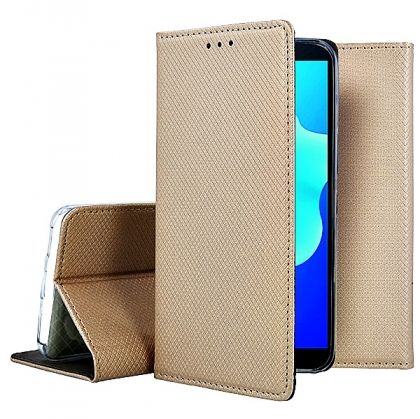 Кожен калъф Flip Book Smart за Huawei Y6 2018, Златен