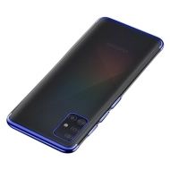 Силиконов прозрачен кейс New Electro за Samsung A715 Galaxy A71, Синя гланцирана рамка, Прозрачен