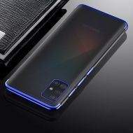 Силиконов прозрачен кейс New Electro за Samsung A715 Galaxy A71, Синя гланцирана рамка, Прозрачен