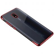 Силиконов прозрачен кейс New Electro за Xiaomi Redmi 8A, Червена гланцирана рамка, Прозрачен