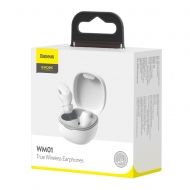 Безжични слушалки Baseus, Bluetooth TWS Encok WM01, (NGWM01-02), Меки тапички, Бели