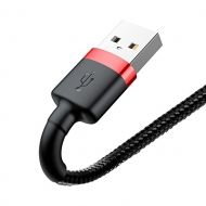 Кабел Baseus, Cafule USB-Lightning, 1.5A, за IPhone, 2m., (CALKLF-C19), Черно/червено