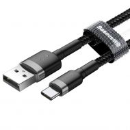 Кабел Baseus, Cafule USB-Type C, 3A, 1m., (CATKLF-BG1), Черно/сиво
