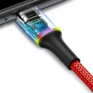 USB кабел Baseus Halo Lightning 1.5A, 2m., с лед осветление, за IPhone, (CALGH-C09), Червен