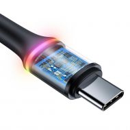 Кабел Baseus, Halo USB-Type C, 3A, 2m., лед осветление, (CATGH-C01), Черен
