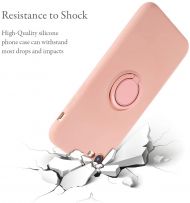 Кейс Vennus Silicone Ring за IPhone 7/8/SE 2020/SE 2022, Метален ринг, Защита около камерата, Бледо розов