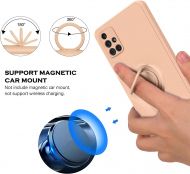 Кейс Vennus Silicone Ring за Samsung Galaxy A51, Метален ринг, Силиконова връзка за ръката, Бледо розов