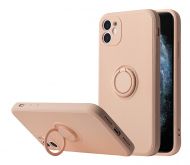 Кейс Vennus Silicone Ring за IPhone 11, Метален ринг, Защита около камерата, Светло розов