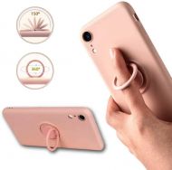 Кейс Vennus Silicone Ring за IPhone XR, Метален ринг, Защита около камерата, Светло розов