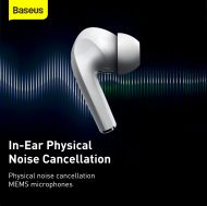 Безжични слушалки Baseus, Bluetooth earphones TWS Encok W3, MEMS микрофон за изолиране на шума (NGW3-01), Бели