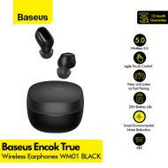 Безжични слушалки Baseus, Bluetooth TWS Encok WM01, (NGWM01-01), Меки тапички, Черни