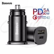 Зарядно за автомобил Baseus, Circular Plastic USB+Type C, 30W, QC4.0 PD3.0, 5A, (CCALL-YS01), Черно