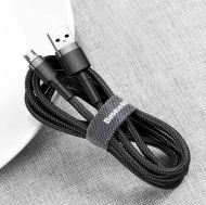 Кабел Baseus, Cafule USB-Micro USB, 2,4A, 1m., (CAMKLF-BG1), Черно/Сиво