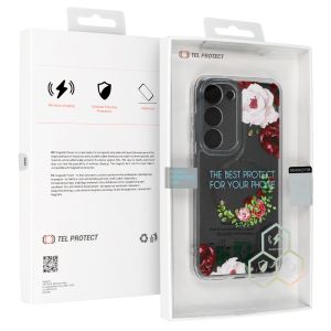 Кейс Tel Protect Flower, за Samsung Galaxy A53 5G, Защита около камерата, Прозрачен с червени рози