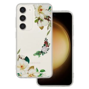 Кейс Tel Protect Flower, за Samsung Galaxy A34 5G, Защита около камерата, Прозрачен с бели цветя