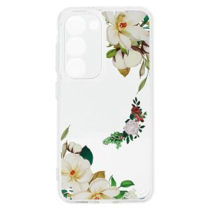 Кейс Tel Protect Flower, за Samsung Galaxy A34 5G, Защита около камерата, Прозрачен с бели цветя