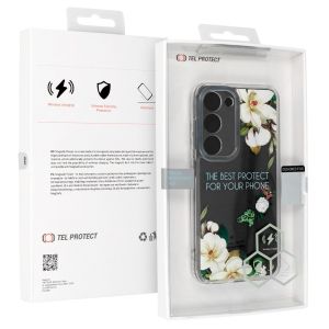 Кейс Tel Protect Flower, за Samsung Galaxy A34 5G, Защита около камерата, Прозрачен с бели цветя