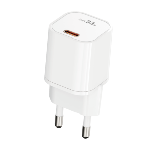 Зарядно адаптер Rock, T88 Sugar Cube GaN, Type C, QC3.0 PD 33W 3A, Бързо зареждане, Бяло