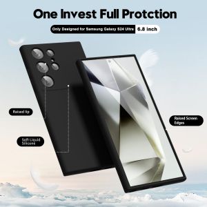Кейс Silicone Lite за Samsung Galaxy S24 Ultra, Защита около камерата, Черен