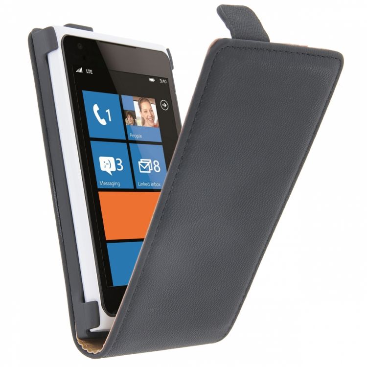 Кожен Flip калъф за Nokia Lumia 900 С БЕЗПЛАТЕН ПРОТЕКТОР ЗА ДИСПЛЕЙ