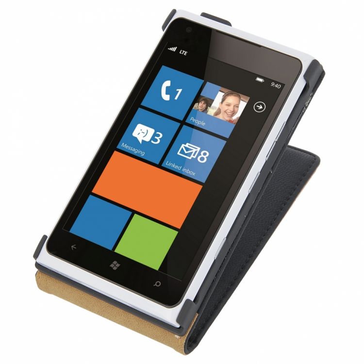 Кожен Flip калъф за Nokia Lumia 900 С БЕЗПЛАТЕН ПРОТЕКТОР ЗА ДИСПЛЕЙ