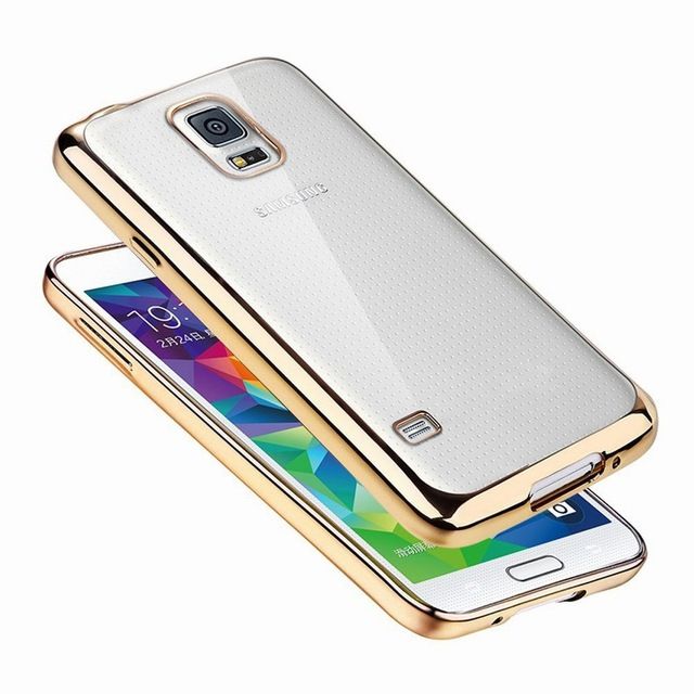 Луксозен силиконов калъф Glossy със златна рамка за Samsung G900 Galaxy S5
